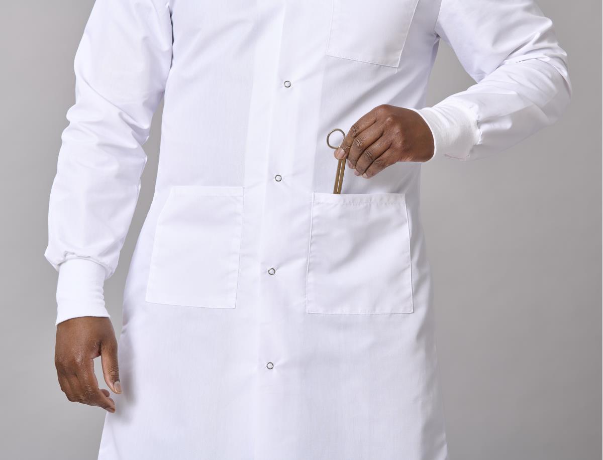 Medline Propel Unisex 4-Pocket Full-Length Lab Coat with Knit Cuffs