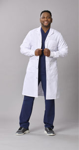 Medline Propel Unisex 4-Pocket Full-Length Lab Coat with Knit Cuffs