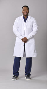 Medline Propel Unisex 4-Pocket Full-Length Lab Coat with Knit Cuffs