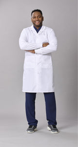 Medline Propel Unisex 4-Pocket Full-Length Lab Coat with Knit Cuffs