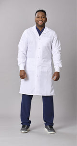 Medline Propel Unisex 4-Pocket Full-Length Lab Coat with Knit Cuffs