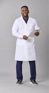 Medline Propel Unisex 4-Pocket Full-Length Lab Coat with Knit Cuffs