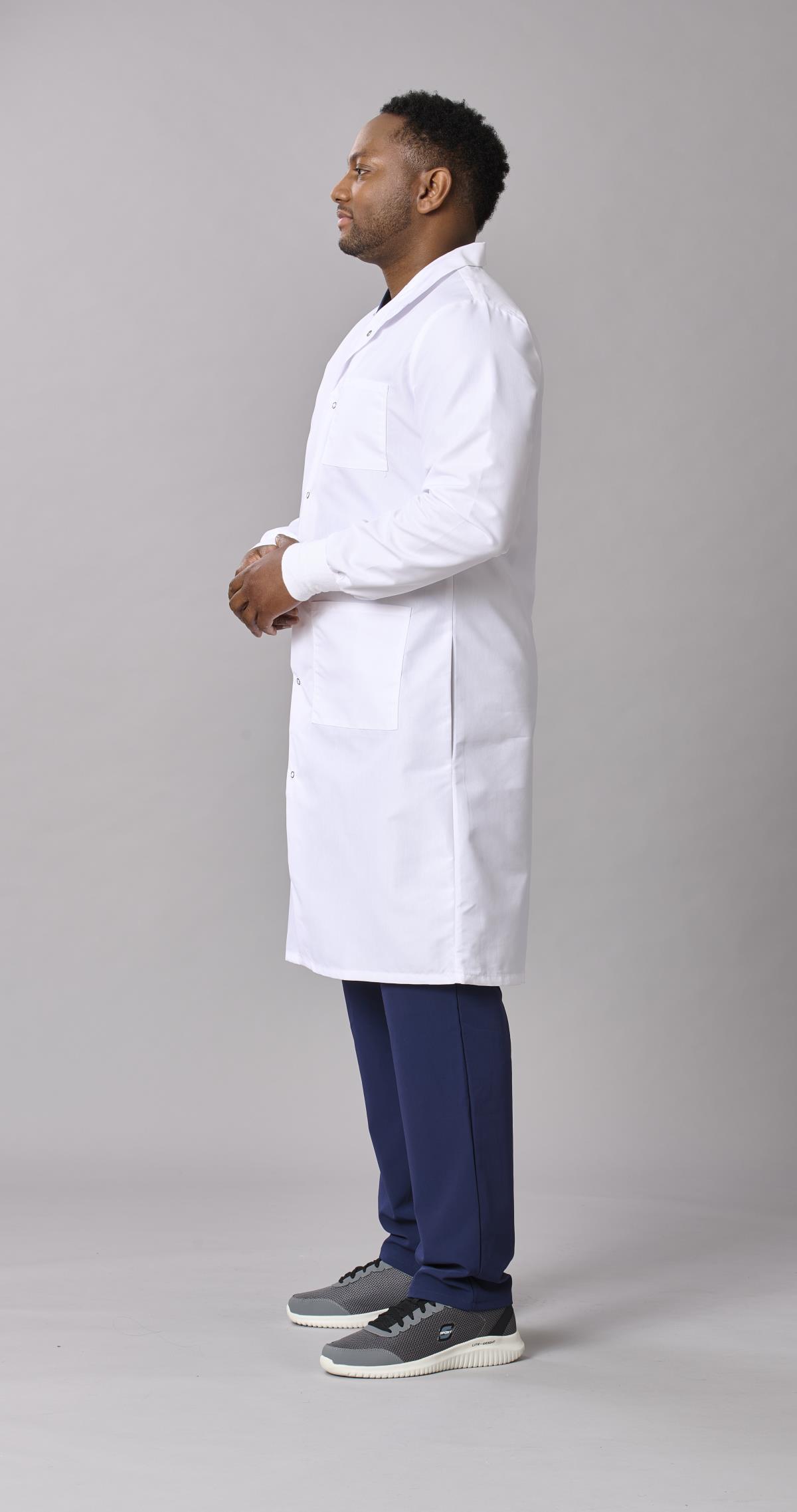Medline Propel Unisex 4-Pocket Full-Length Lab Coat with Knit Cuffs