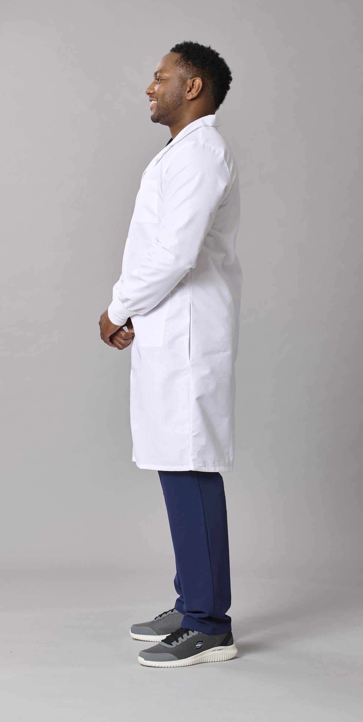 Medline Propel Unisex 4-Pocket Full-Length Lab Coat with Knit Cuffs