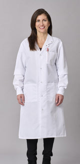 Medline Propel Unisex 4-Pocket Full-Length Lab Coat with Knit Cuffs