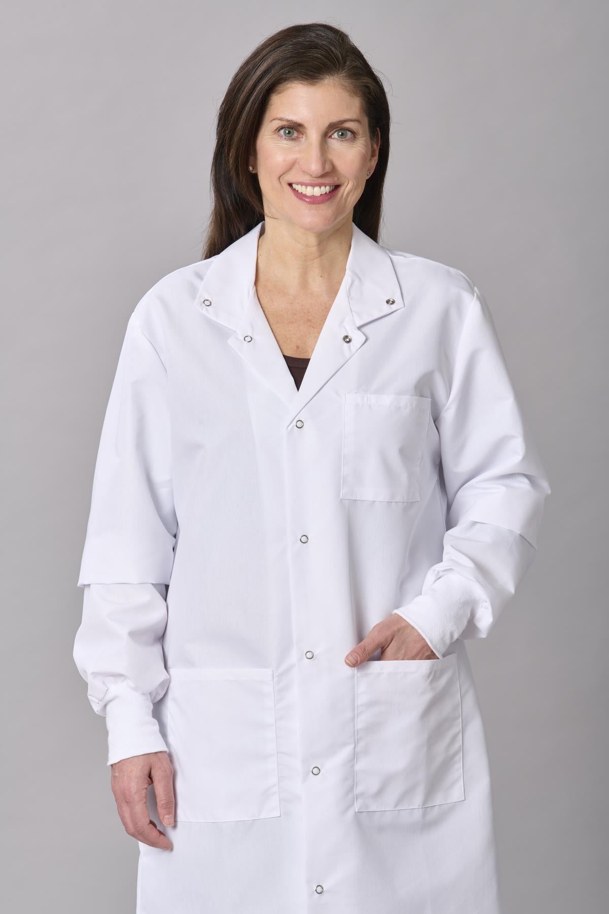 Medline Propel Unisex 4-Pocket Full-Length Lab Coat with Knit Cuffs