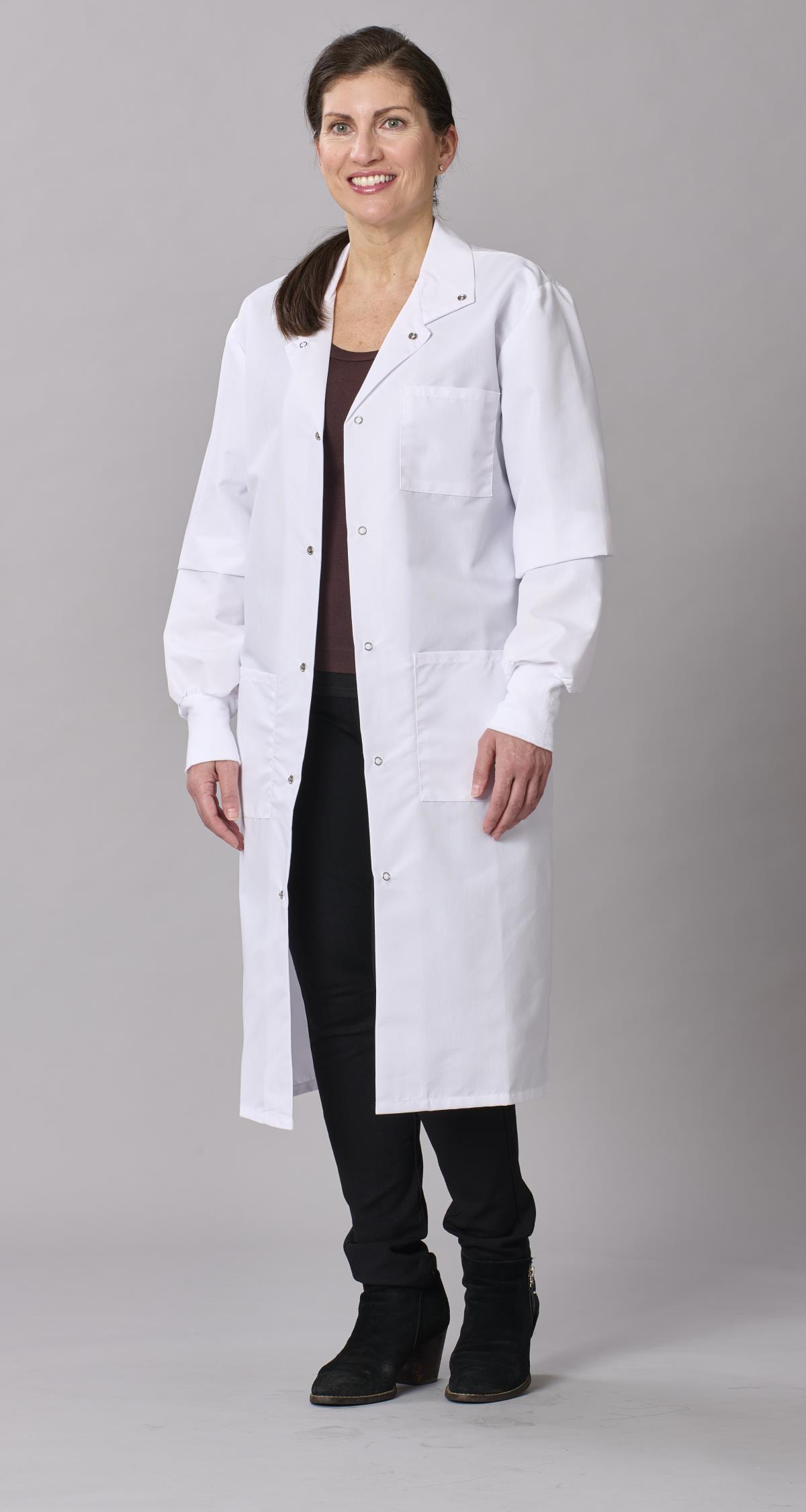 Medline Propel Unisex 4-Pocket Full-Length Lab Coat with Knit Cuffs