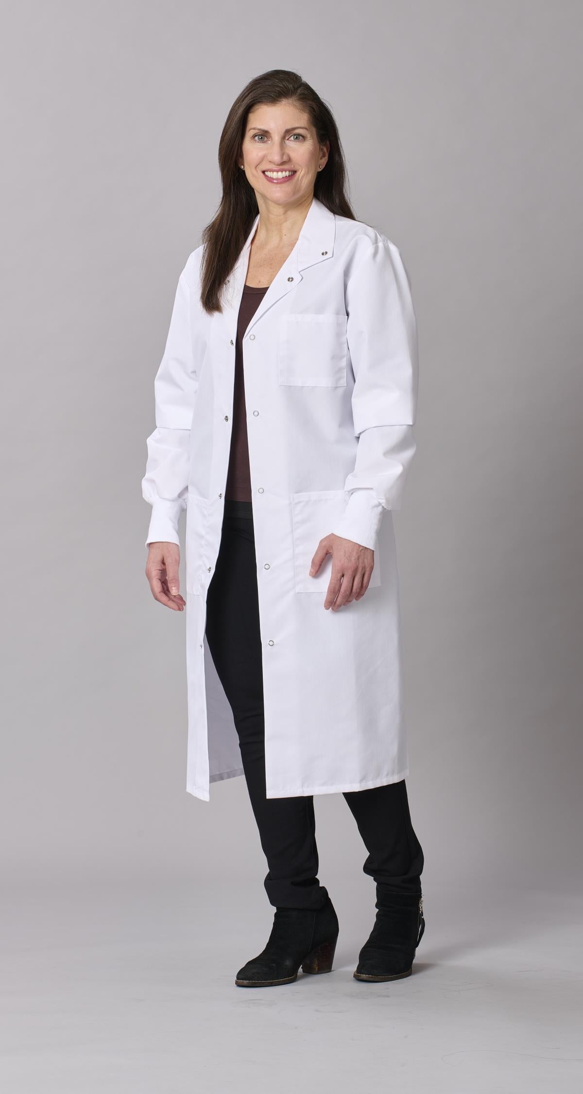Medline Propel Unisex 4-Pocket Full-Length Lab Coat with Knit Cuffs