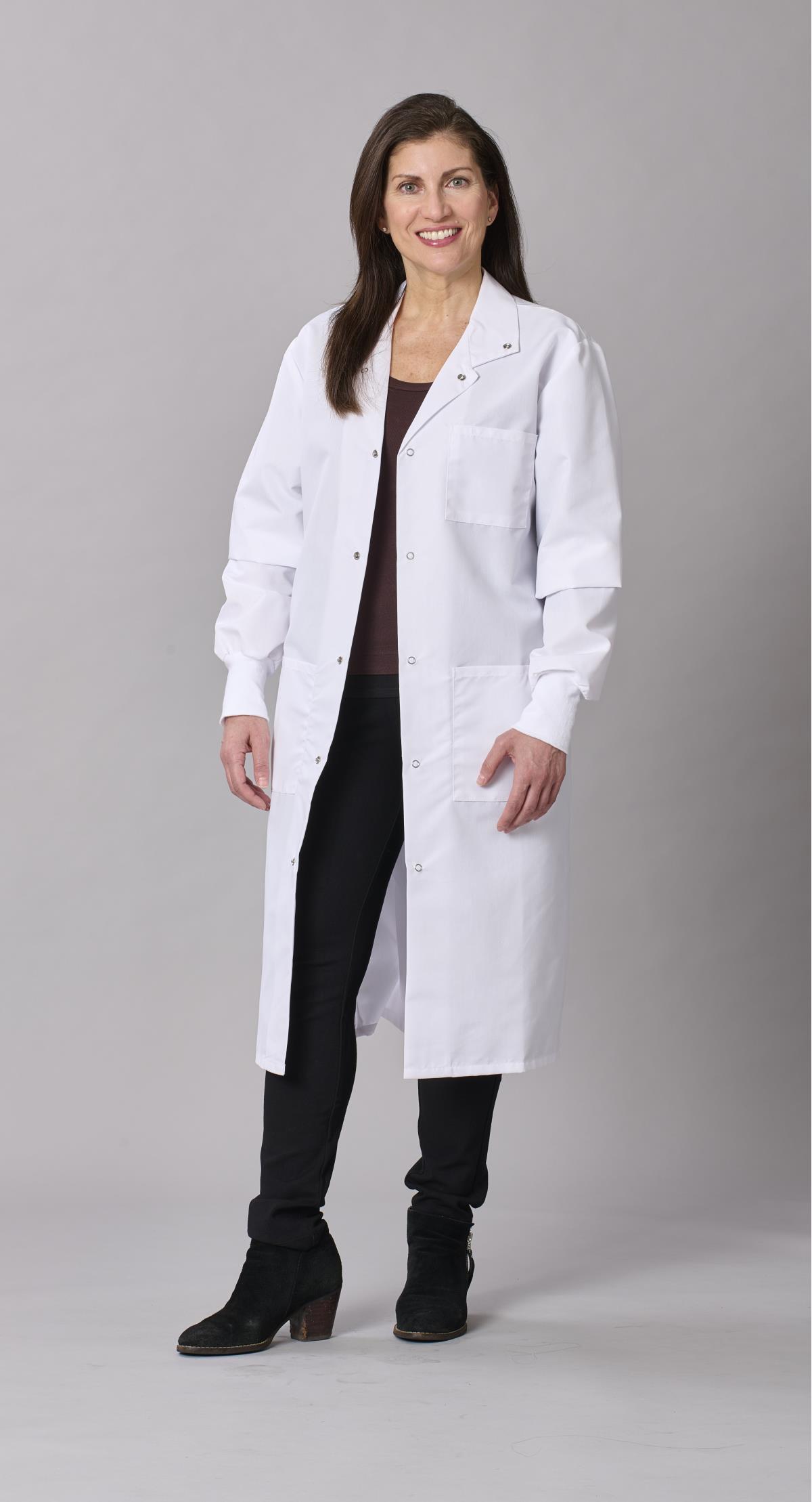 Medline Propel Unisex 4-Pocket Full-Length Lab Coat with Knit Cuffs