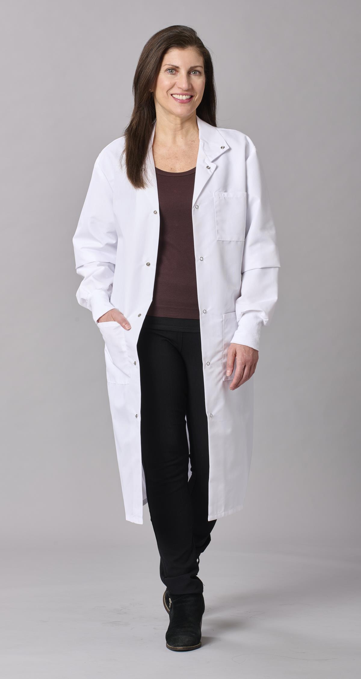 Medline Propel Unisex 4-Pocket Full-Length Lab Coat with Knit Cuffs