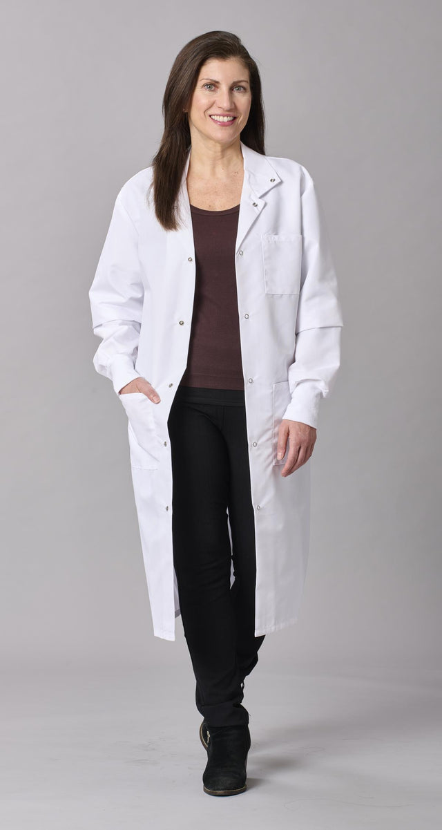 Medline Propel Unisex 4-pocket Full-length Lab Coat With Knit Cuffs - BeHope