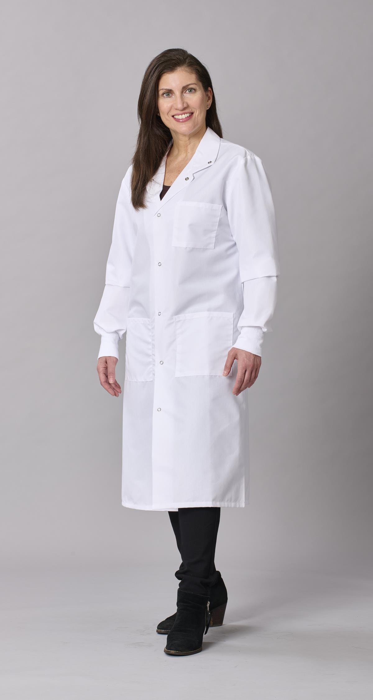 Medline Propel Unisex 4-Pocket Full-Length Lab Coat with Knit Cuffs