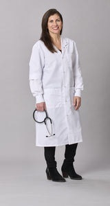 Medline Propel Unisex 4-Pocket Full-Length Lab Coat with Knit Cuffs