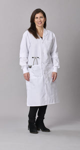 Medline Propel Unisex 4-Pocket Full-Length Lab Coat with Knit Cuffs