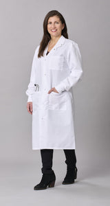 Medline Propel Unisex 4-Pocket Full-Length Lab Coat with Knit Cuffs