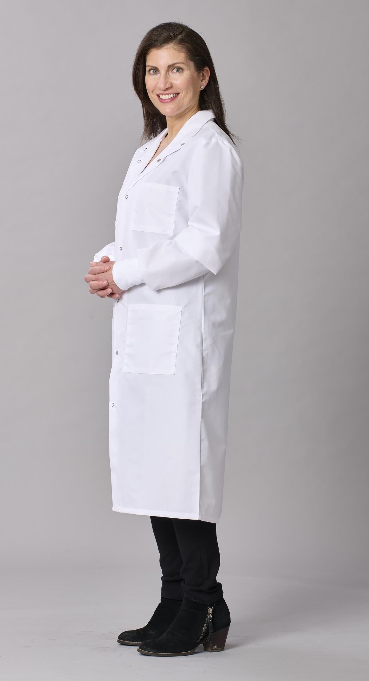 Medline Propel Unisex 4-Pocket Full-Length Lab Coat with Knit Cuffs