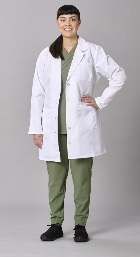 Medline Propel Women's 4-Pocket Staff-Length Lab Coats