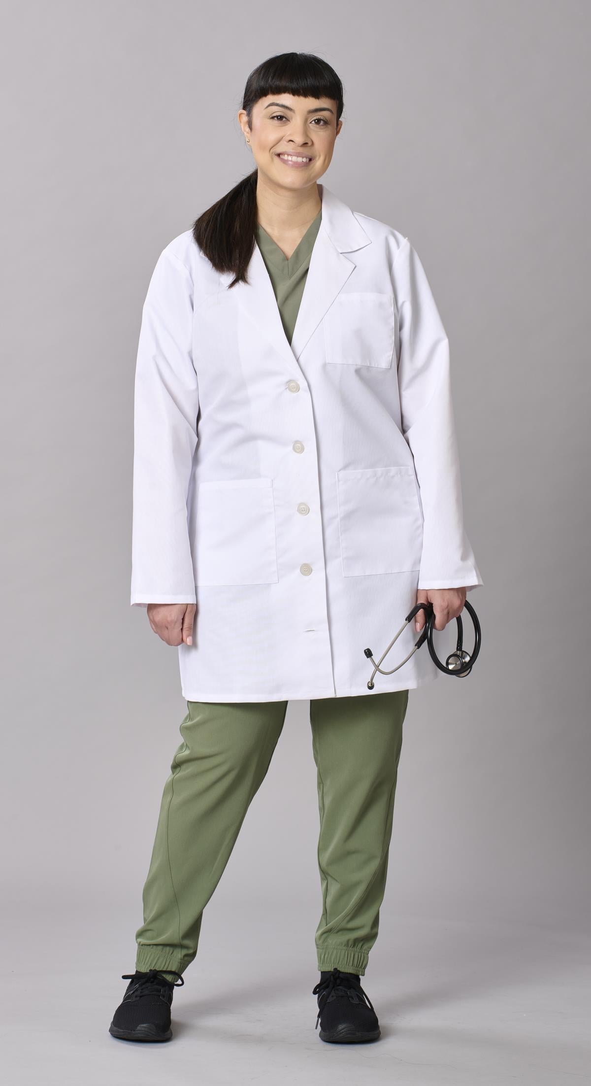 Medline Propel Women's 4-Pocket Staff-Length Lab Coats