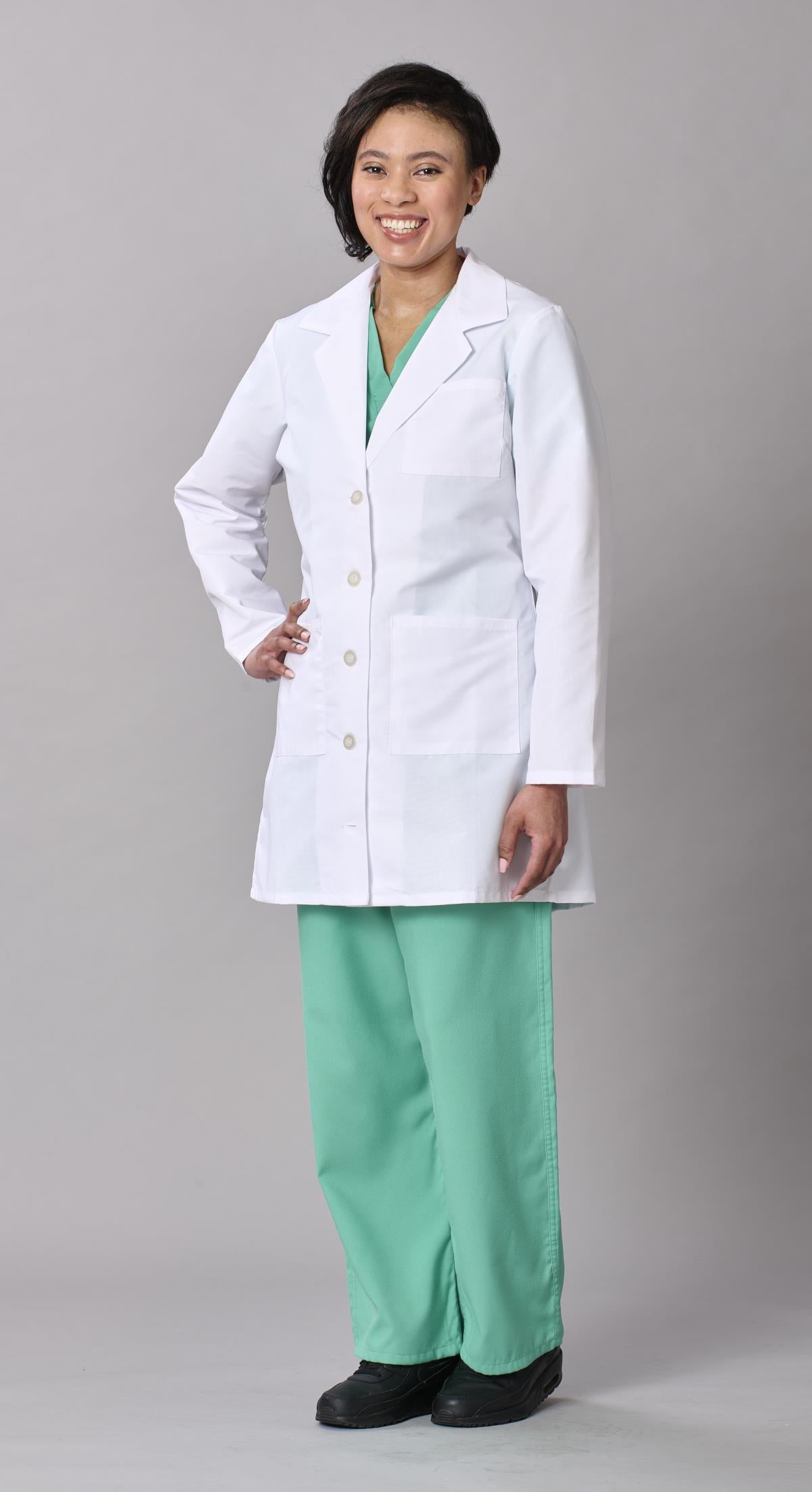 Medline Propel Women's 4-Pocket Staff-Length Lab Coats