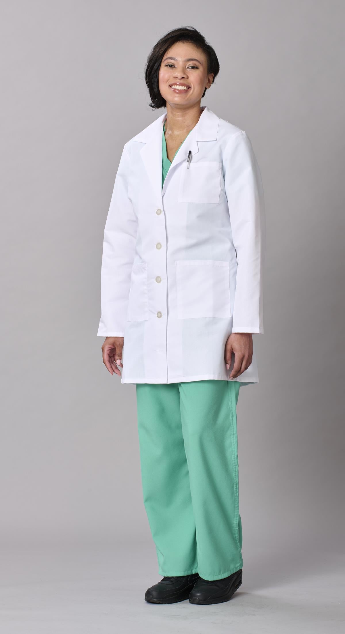 Medline Propel Women's 4-Pocket Staff-Length Lab Coats