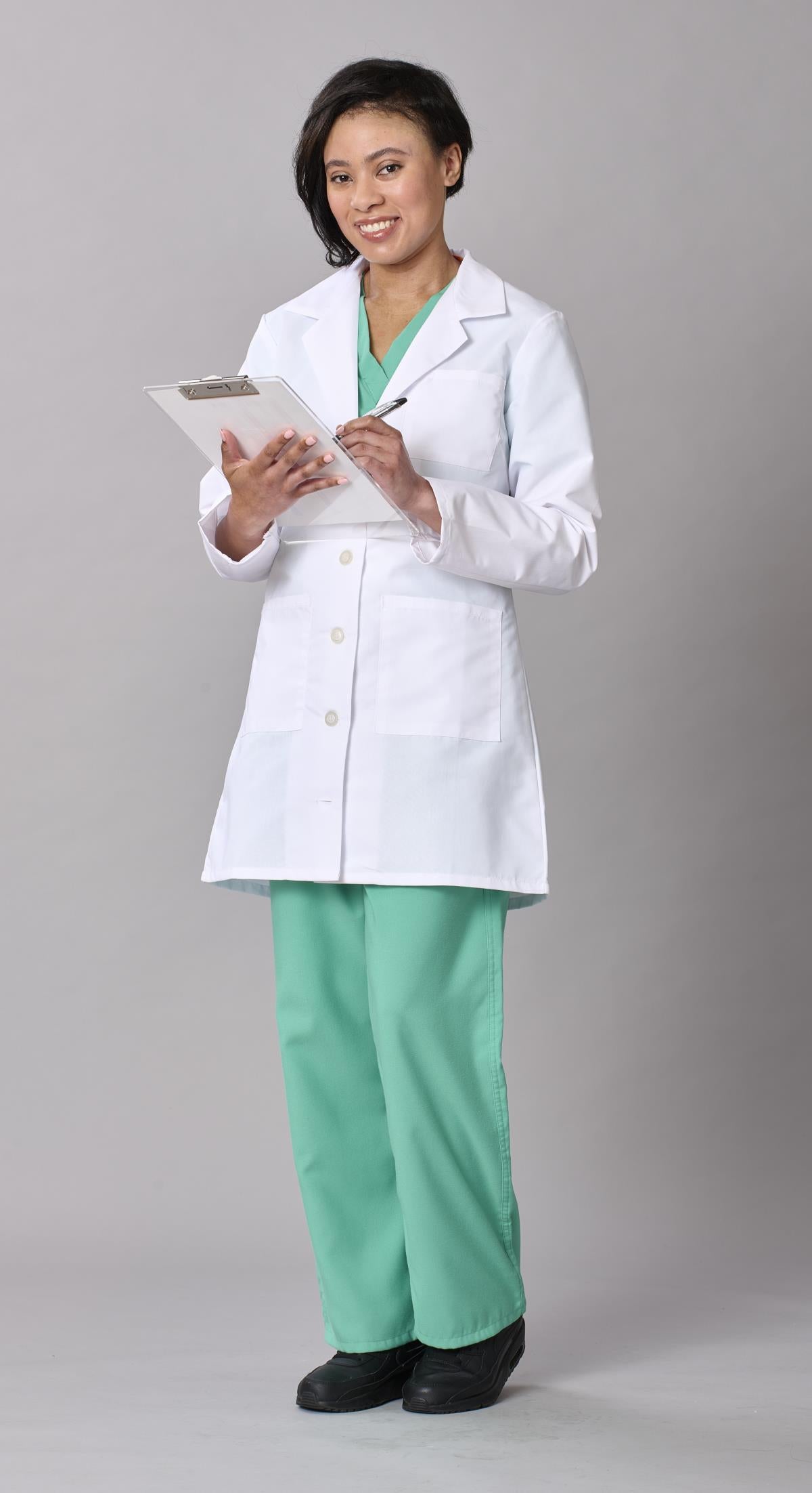 Medline Propel Women's 4-Pocket Staff-Length Lab Coats