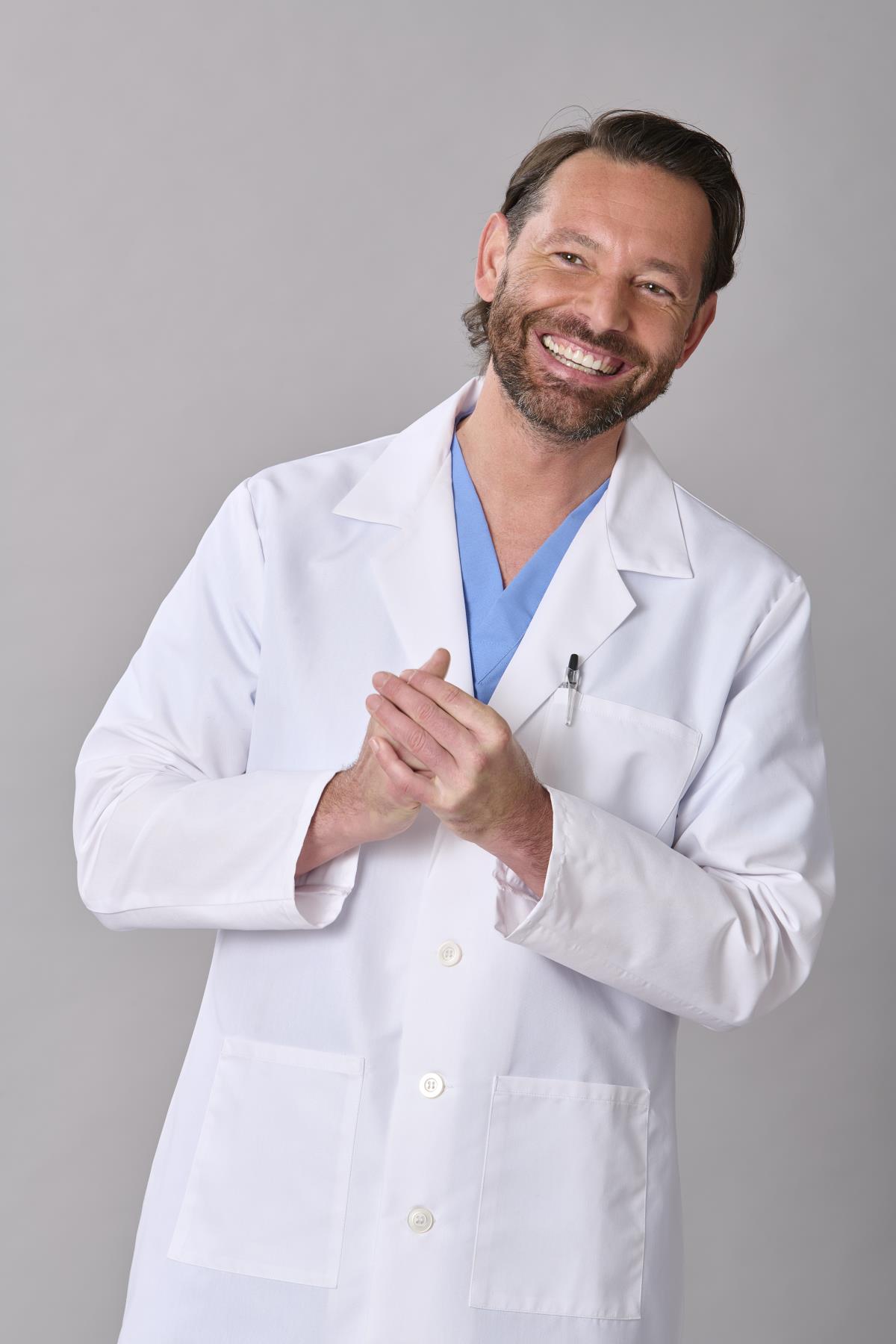 Medline Propel Men's 4-Pocket Staff-Length Lab Coats
