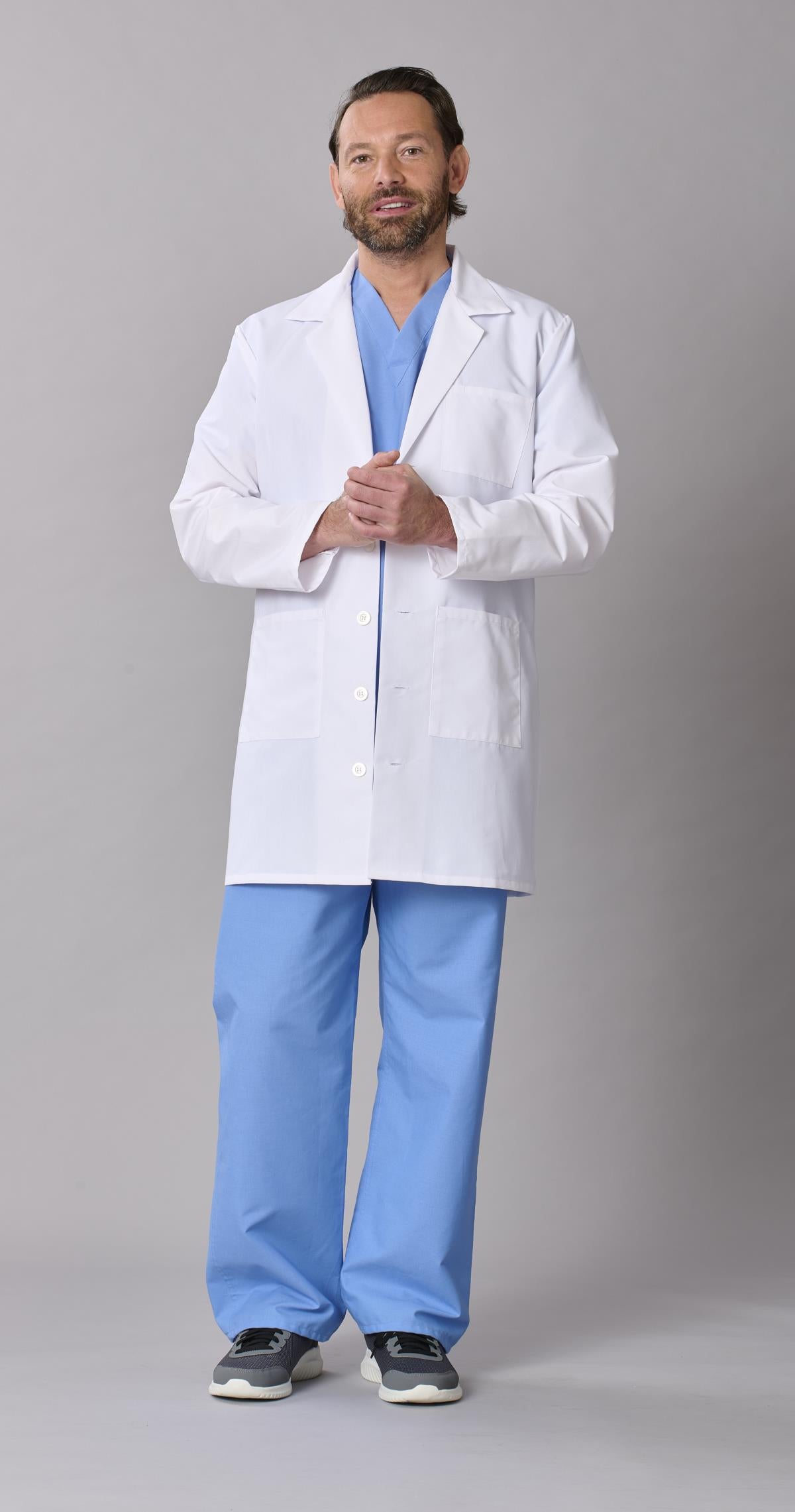 Medline Propel Men's 4-Pocket Staff-Length Lab Coats