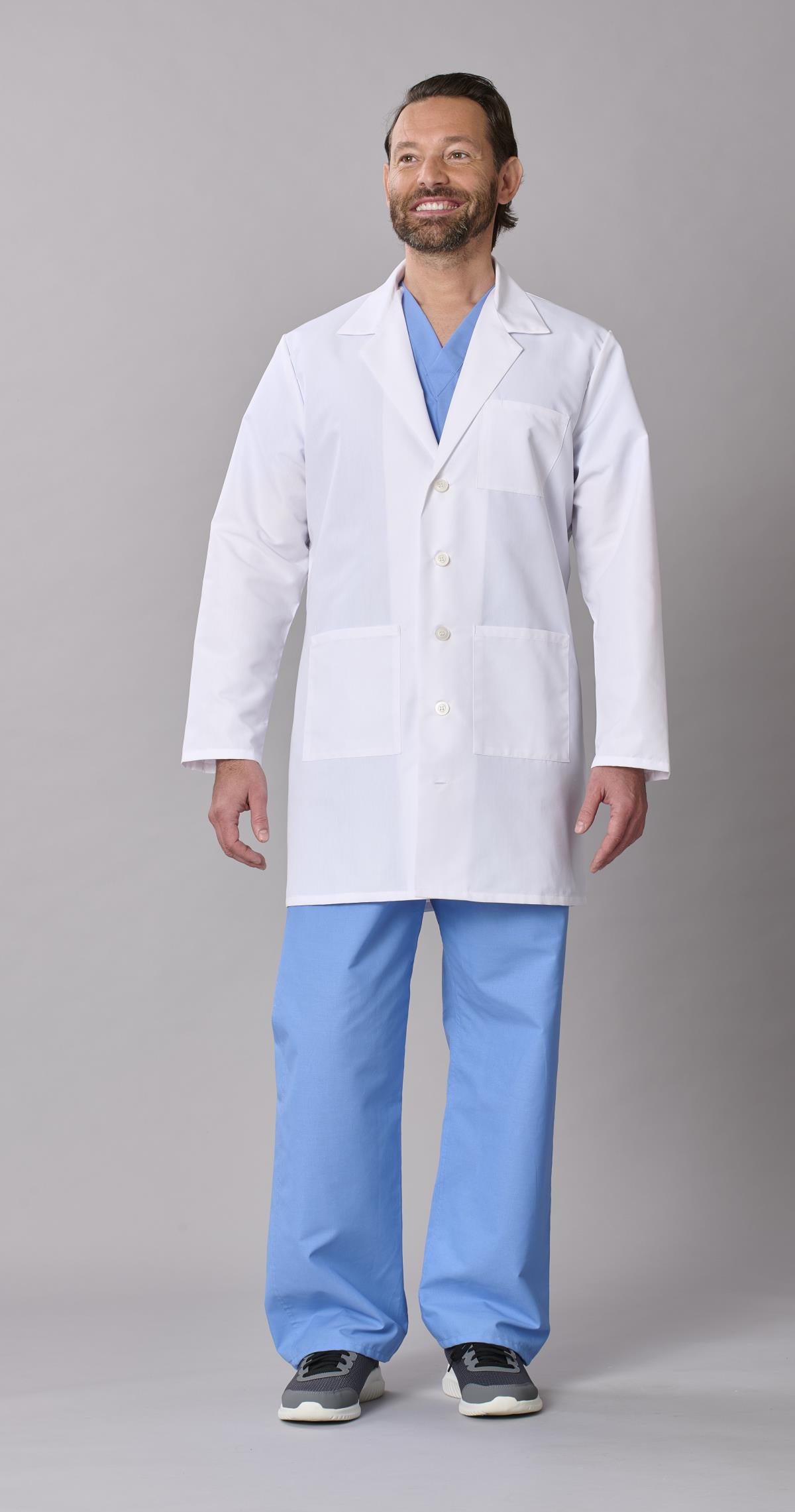 Medline Propel Men's 4-Pocket Staff-Length Lab Coats