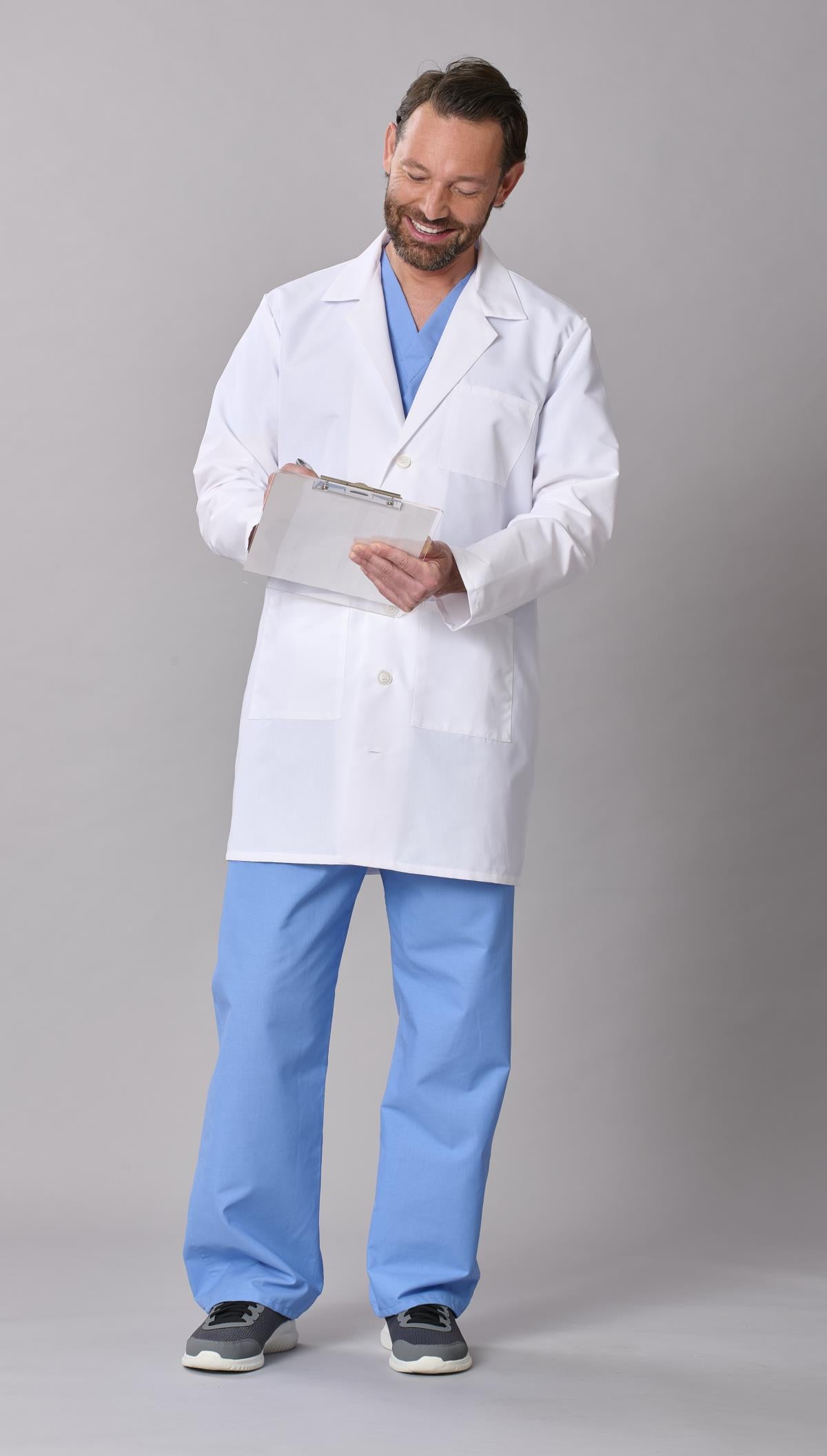 Medline Propel Men's 4-Pocket Staff-Length Lab Coats