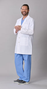 Medline Propel Men's 4-Pocket Staff-Length Lab Coats