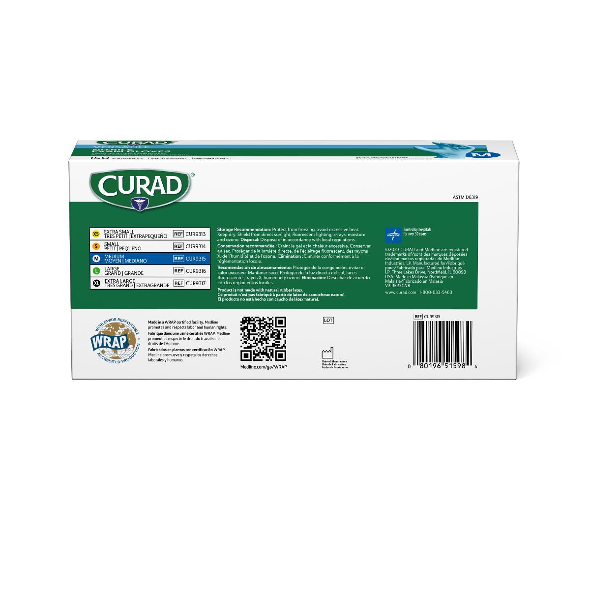 CURAD Powder-Free Textured Nitrile Exam Gloves