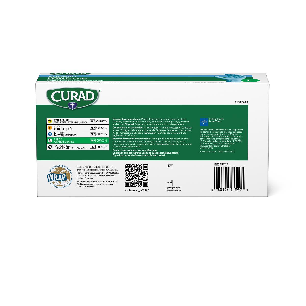 CURAD Powder-Free Textured Nitrile Exam Gloves