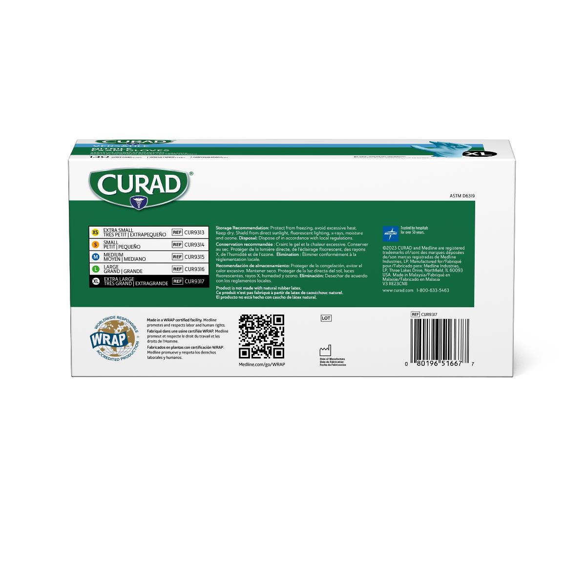 CURAD Powder-Free Textured Nitrile Exam Gloves