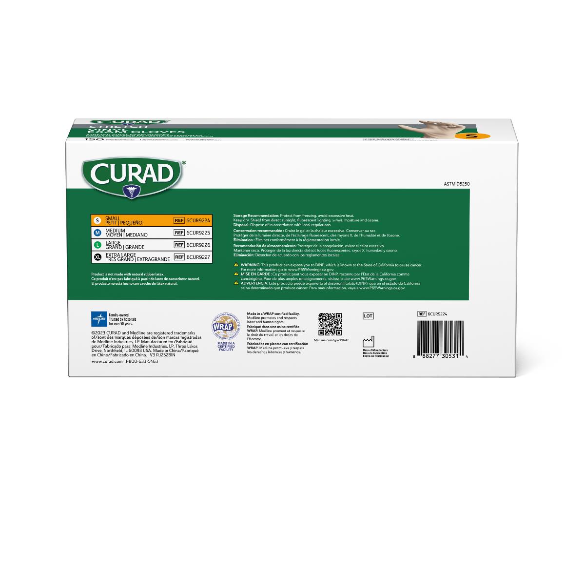CURAD Stretch Vinyl Exam Gloves - CA Only