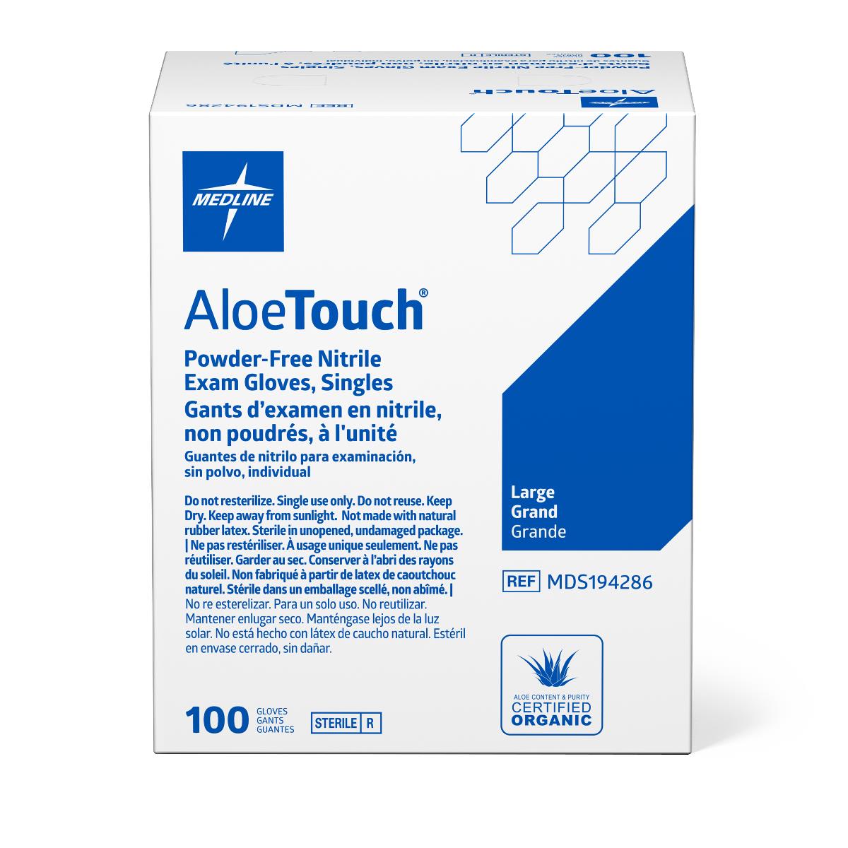 AloeTouch Sterile 9" Powder-Free Nitrile Exam Glove Singles