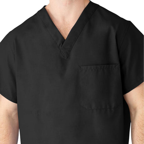 AngelStat Unisex Reversible  Scrub Tops with Angelica CC - Black (Style 610)