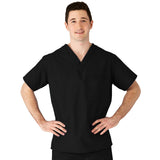 AngelStat Unisex Reversible  Scrub Tops with Angelica CC - Black (Style 610)