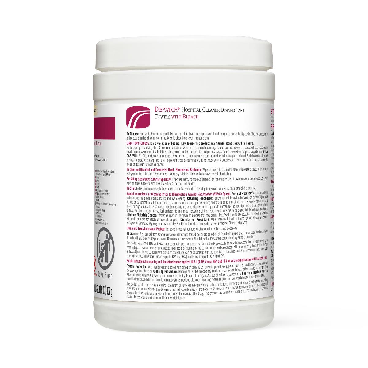 Dispatch Hospital Cleaner Disinfectant Towels with Bleach