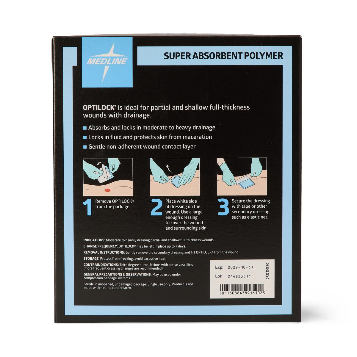 OptiLock Nonadhesive Super Absorbent Wound Dressings