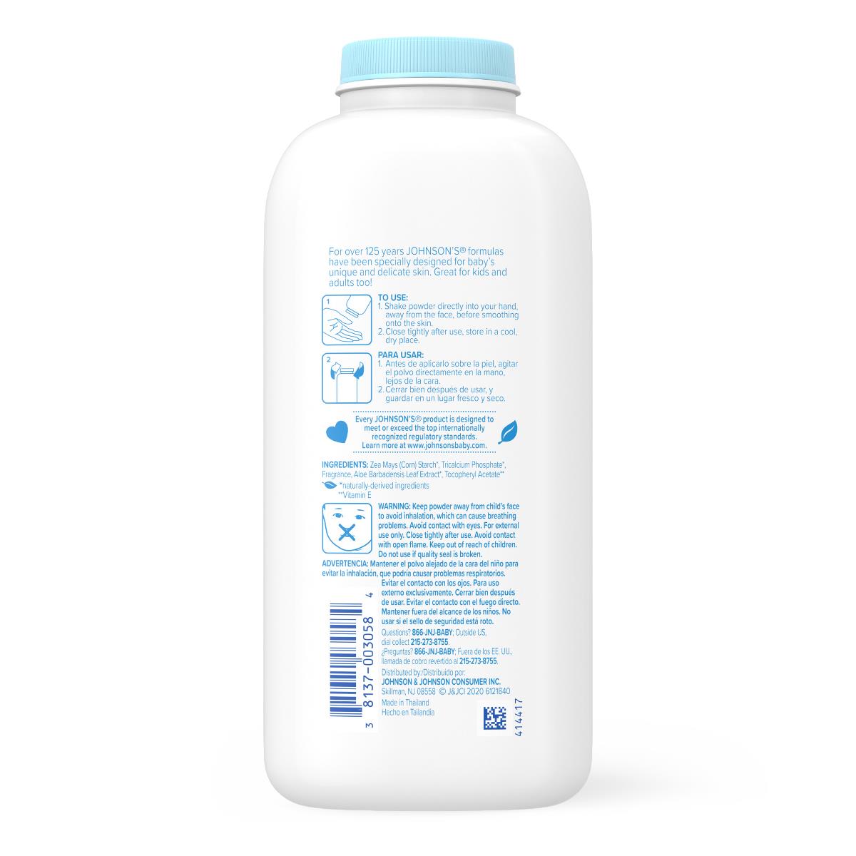 Johnson's Cornstarch Baby Powder with Aloe Vera and Vitamin E