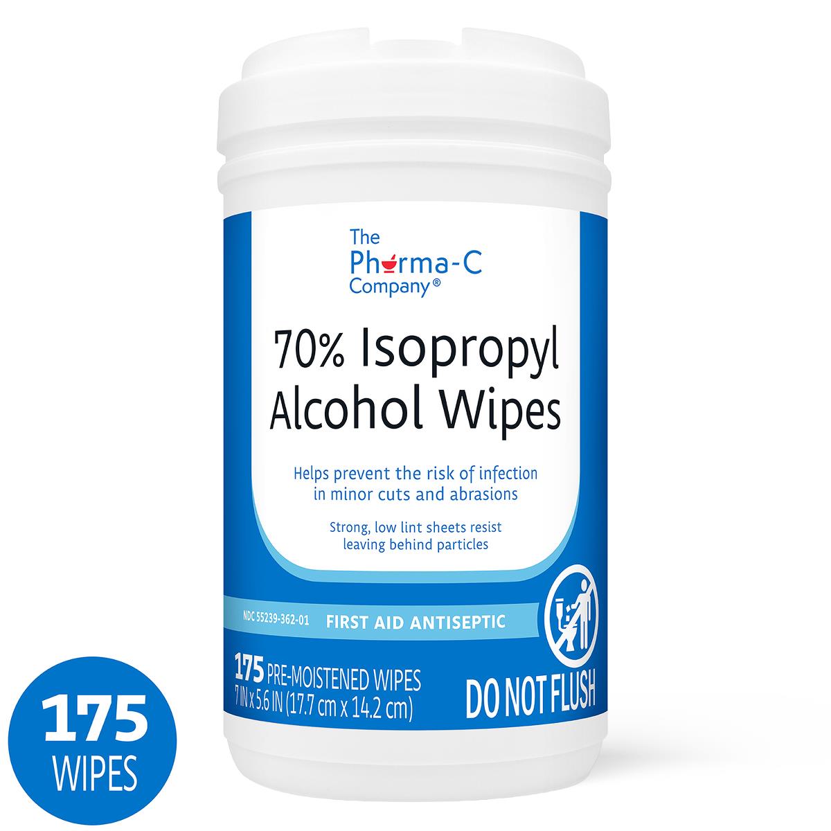 The Pharma-C Company 70% Isopropyl Alcohol First Aid Antiseptic Wipes, Value Size