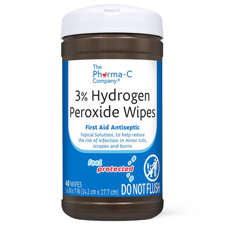 The Pharma-c Company 3% Hydrogen Peroxide First Aid Antiseptic Wipes - BeHope