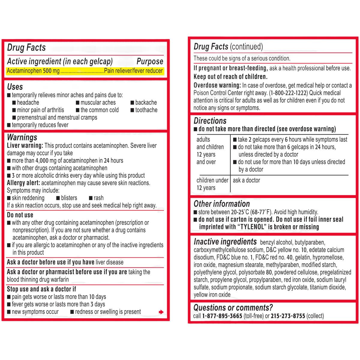 Tylenol Rapid Release Gelcaps
