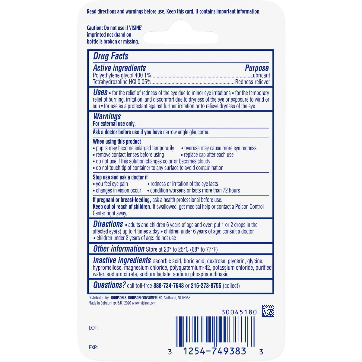 Visine Red Eye Comfort Redness Reliever Eye Drops