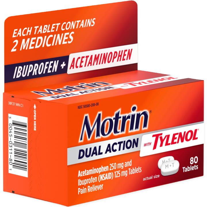 Motrin Dual Action With Tylenol Pain Reliever Tablets - BeHope