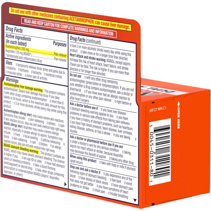 Motrin Dual Action With Tylenol Pain Reliever Tablets - BeHope
