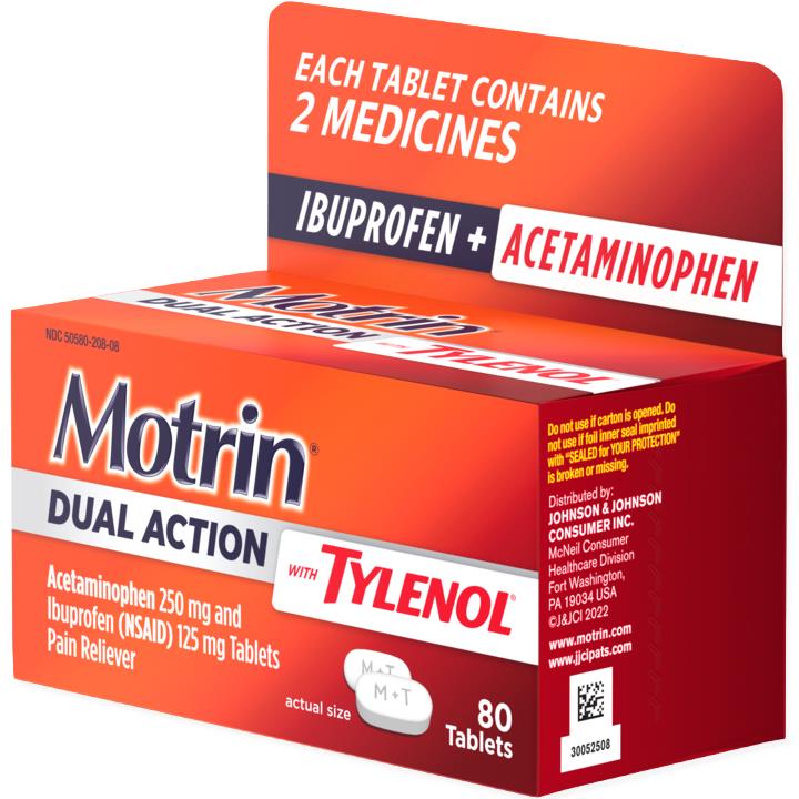 Motrin Dual Action With Tylenol Pain Reliever Tablets - BeHope