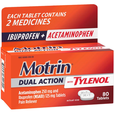 Motrin Dual Action with Tylenol Pain Reliever Tablets