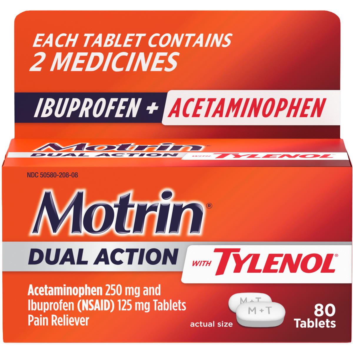 Motrin Dual Action With Tylenol Pain Reliever Tablets - BeHope