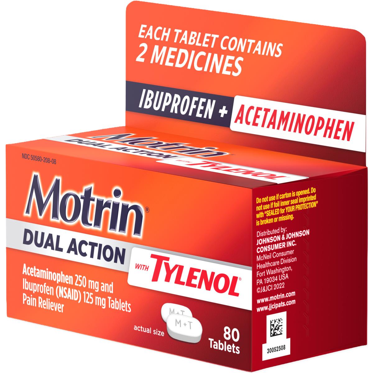 Motrin Dual Action With Tylenol Pain Reliever Tablets - BeHope